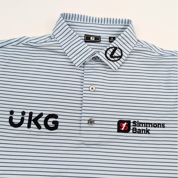 FootJoy Tour Issue Polo Mens‎ Small Blue Striped Performance - Picture 3 of 9